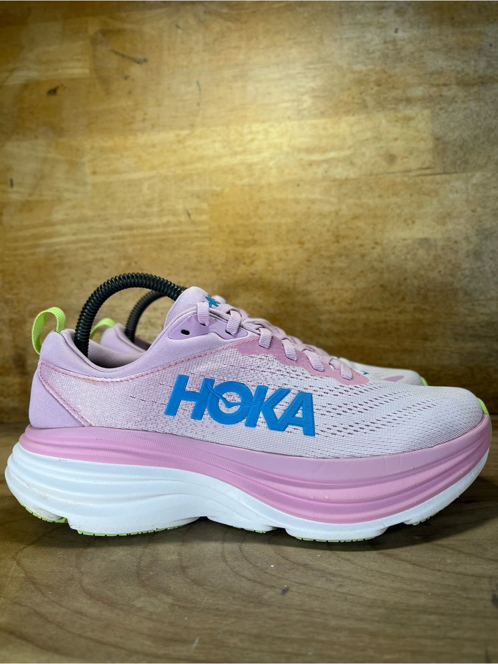 Hoka One One Bondi 8 REFLECTIVE Womens Size 8 Running Shoes Sneakers Pink Blue